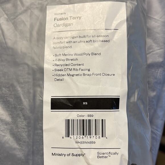 Ministry of‎ Supply Merino Wool Blend Fusion Terry Cardigan Gray Heather XS NWT - Picture 9 of 9